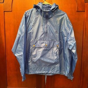 Izod Vintage Royal Blue Nylon Hooded Windbreaker Jacket Size Medium Unisex